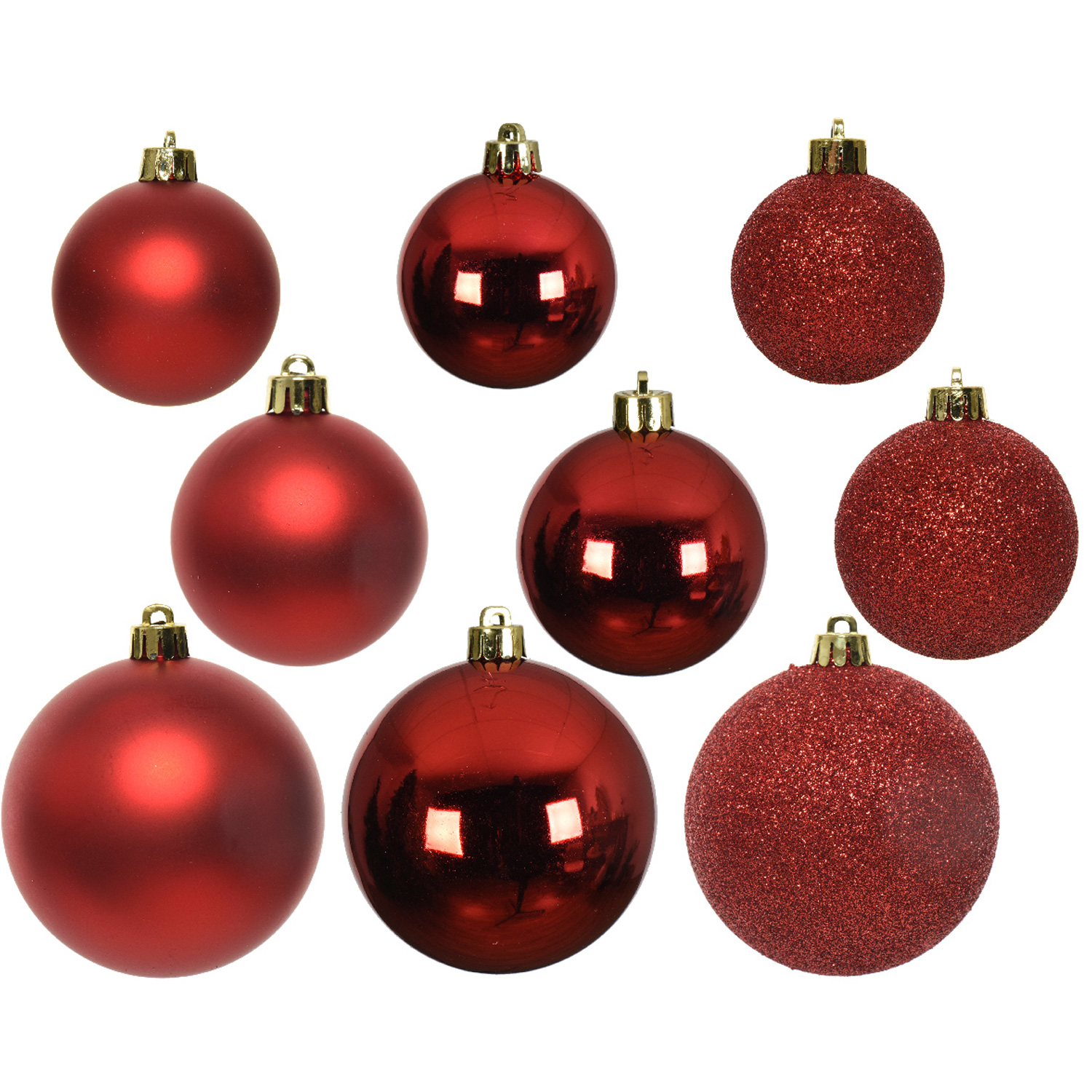 Christbaumkugel - Weihnachtsbaumkugel  - bruchfest - glänzend, matt und glitzernd - rot - 26er Set