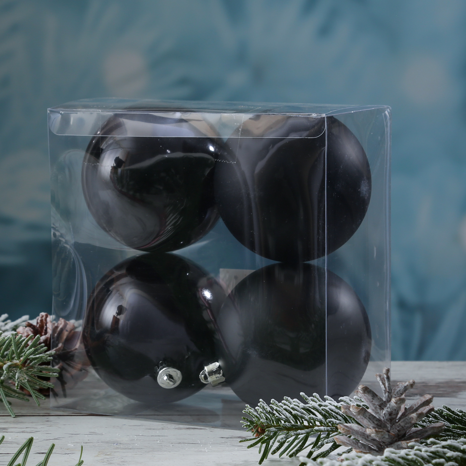 Christbaumkugel - Weihnachtsbaumkugel - bruchfest - D: 10cm - glänzend, matt - schwarz - 4er Set