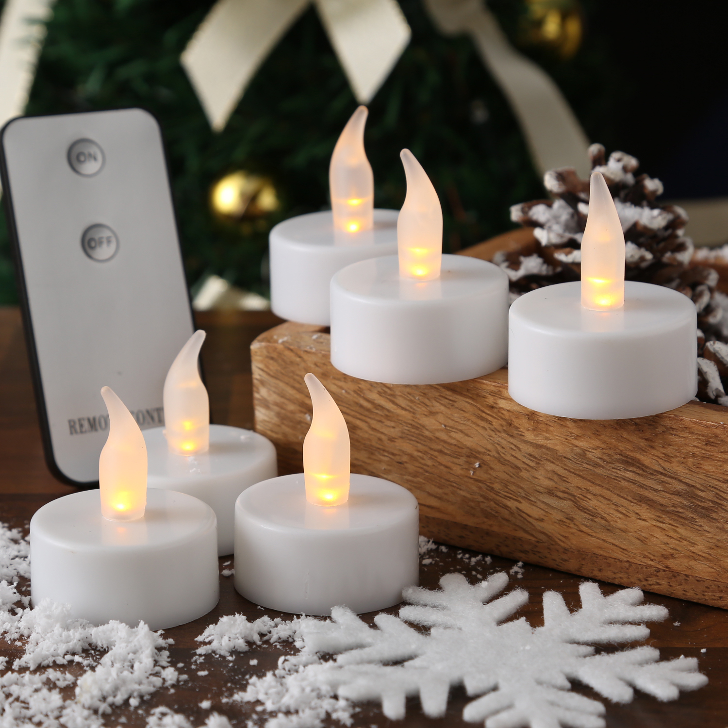 LED Teelichter - Inkl. Fernbedienung- inkl. Batterien - D: 3,8cm - H: 4,7cm - weiß - 6er Set