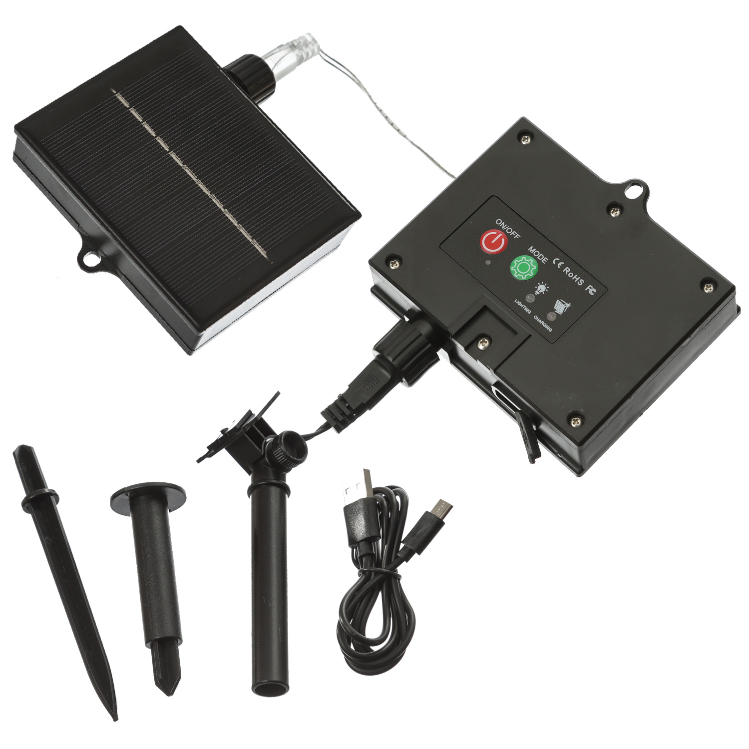 LED Solar Lichterkette Compact Twinkle - 500 warmweiße LED - 8 Funktionen - L: 11m - USB