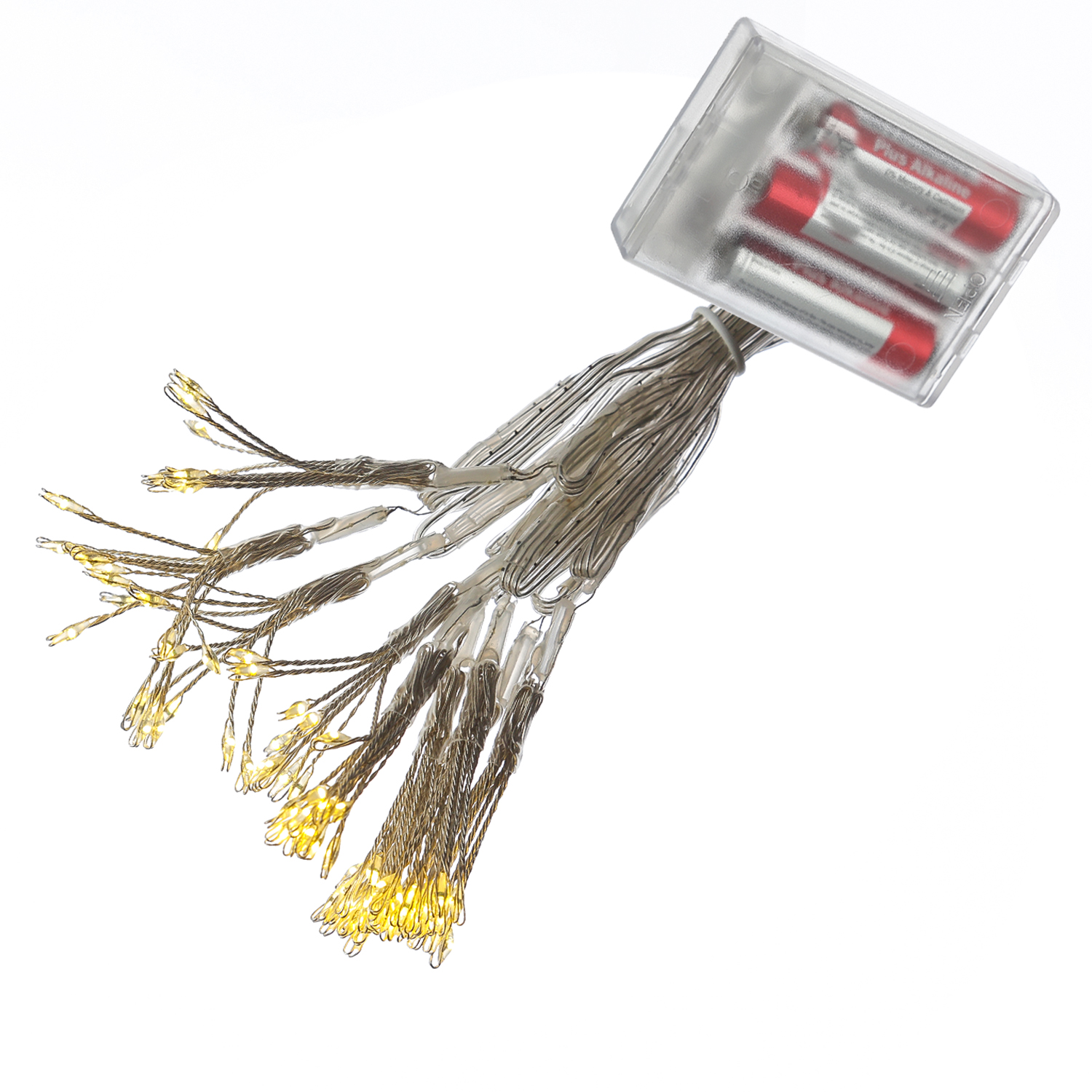 LED Lichterkette Pusteblume - Feuerwerk Blume - 90 Tautropfen LED - 9 Blüten - L:2m - Timer - silber