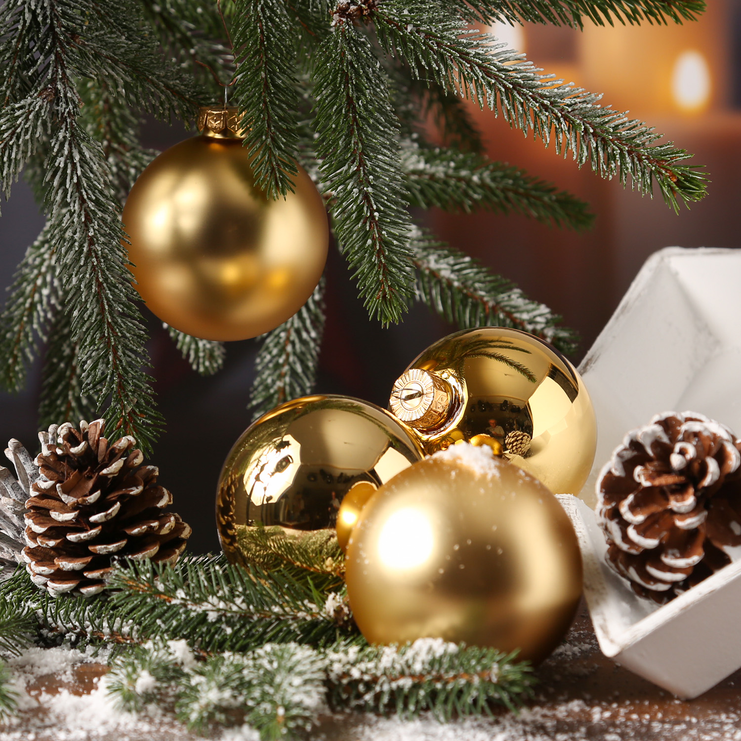 Christbaumkugel - Weihnachtsbaumkugel - Glas - D: 8cm - glänzend und matt - gold - 6er Set