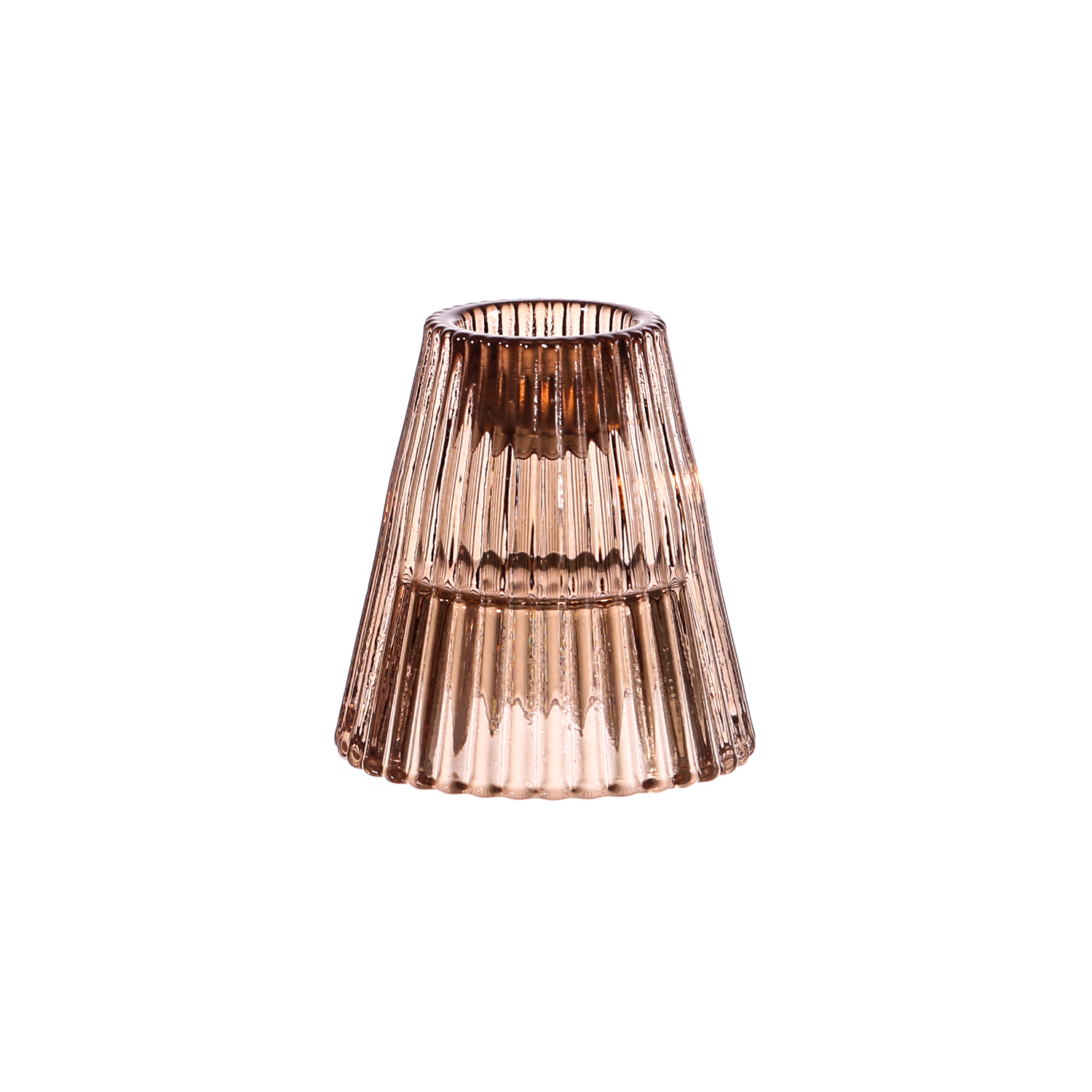 Kerzenhalter 2in1 - Teelichthalter/Stabkerzenhalter - Glas - H: 6,5cm - braun