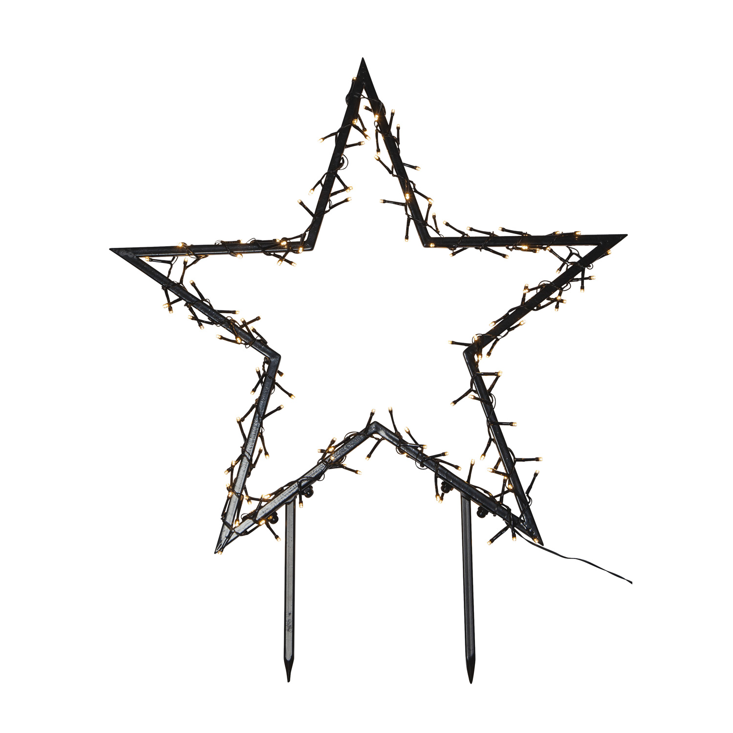 LED Lichterstern Spiky - Stecker - H: 73cm - 140 warmweiße LED - Outdoor - Timer - schwarz