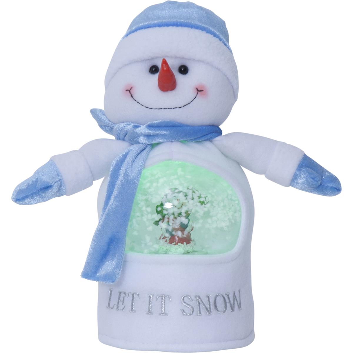 LED Stoff-Figur Schneemann - Schneekugel mit Sensor - 1 warmweiße LED - H: 26cm - Batteriebetrieb