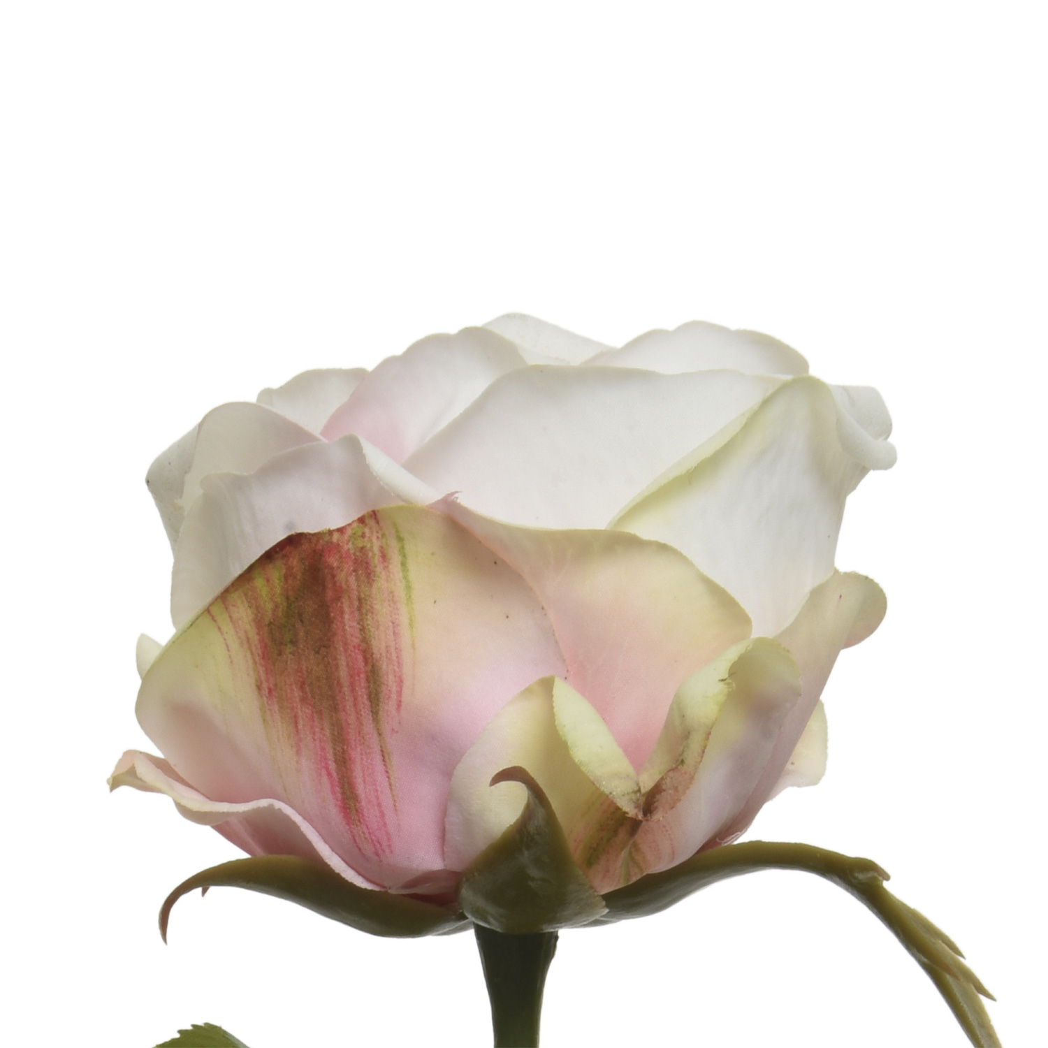 Rose am Stiel - Kunstblume - Real Touch Oberfläche - H: 66cm - beige/creme