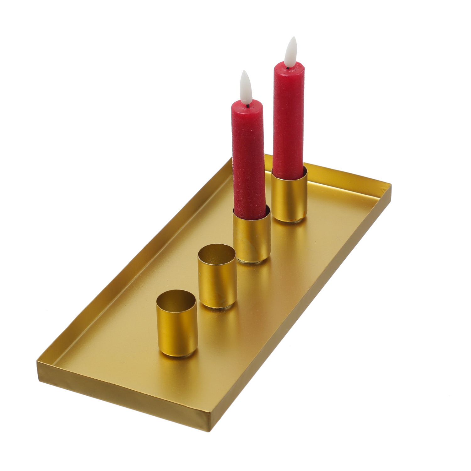 Stabkerzenhalter magnetisch - Kerzenständer für 4 Stabkerzen - Kerzentablett - 29x12cm - gold