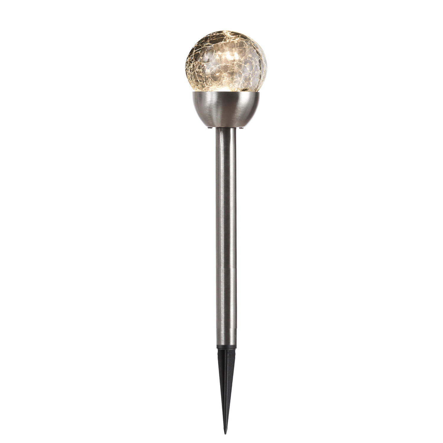 LED Solar Wegleuchte CRACKLE mit Erdspieß - Edelstahl - warmweiße LED - H: 24,5cm - silber - 6er Set