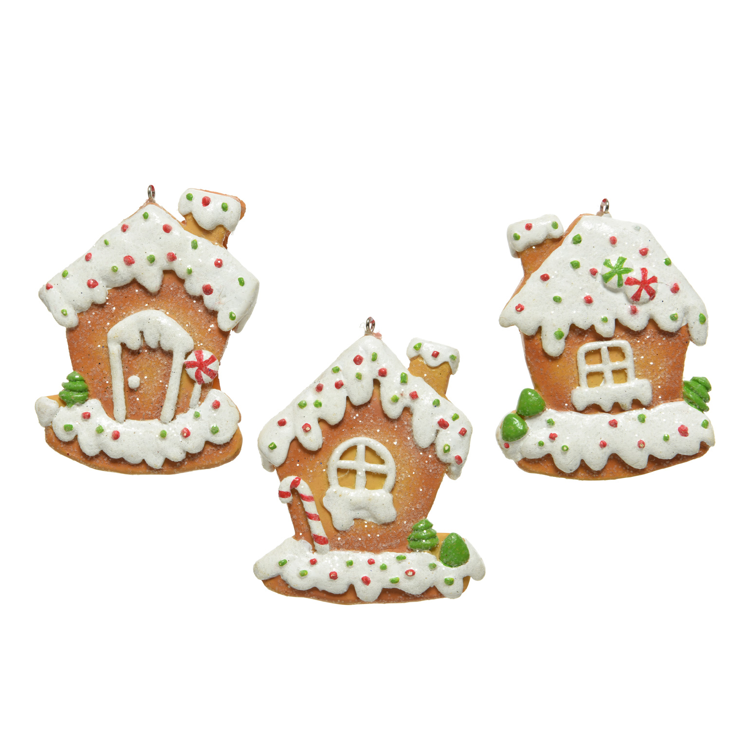 Weihnachtsbaumschmuck LEBKUCHENHAUS - Polyresin - inkl. Aufhänger - matt - H: 9cm - braun