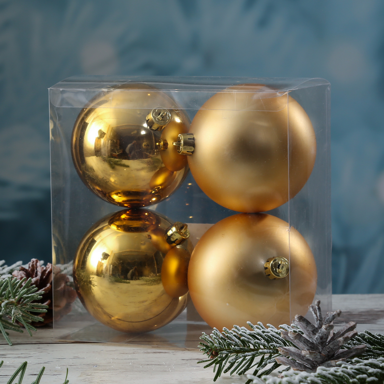 Christbaumkugel - Weihnachtsbaumkugel - bruchfest - D: 10cm - glänzend und matt - gold - 4er Set
