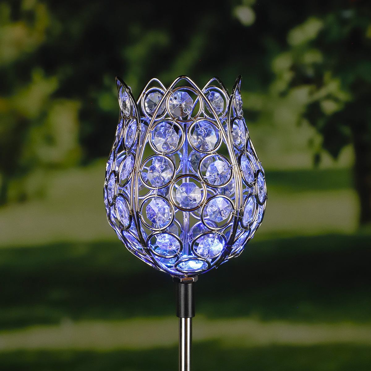 LED Solarstab "Kristallblume" - farbwechselnde LED - H: 65cm - 2er Set