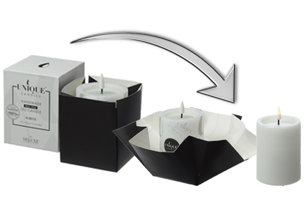 LED Kerzenset UNIQUE - Rustik-Optik - H 15cm - mit Batterien und Fernbedienung - weiß - 4er Set