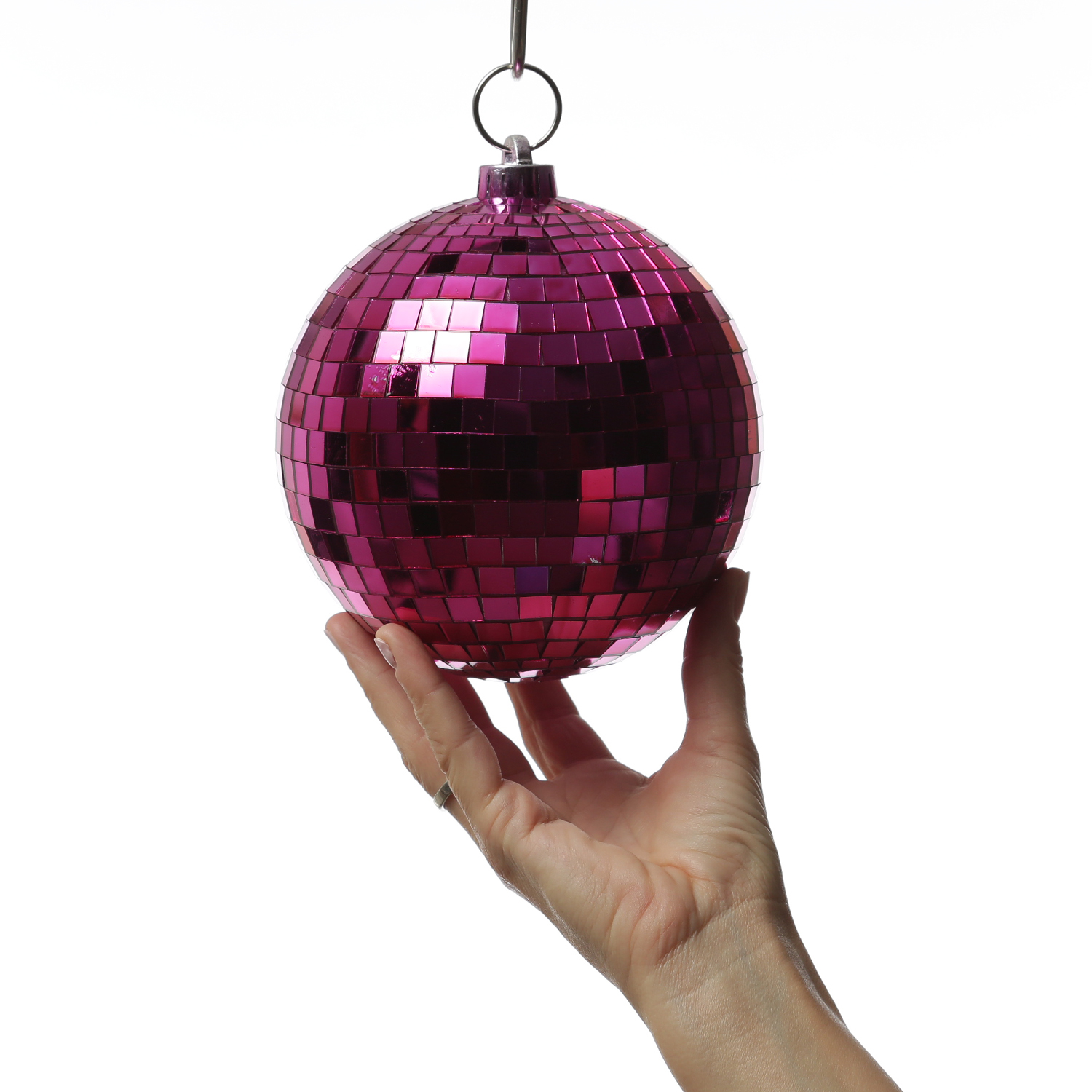 Spiegelkugel 15cm - Discokugel - Echtglas - 10x10mm Spiegel - pink