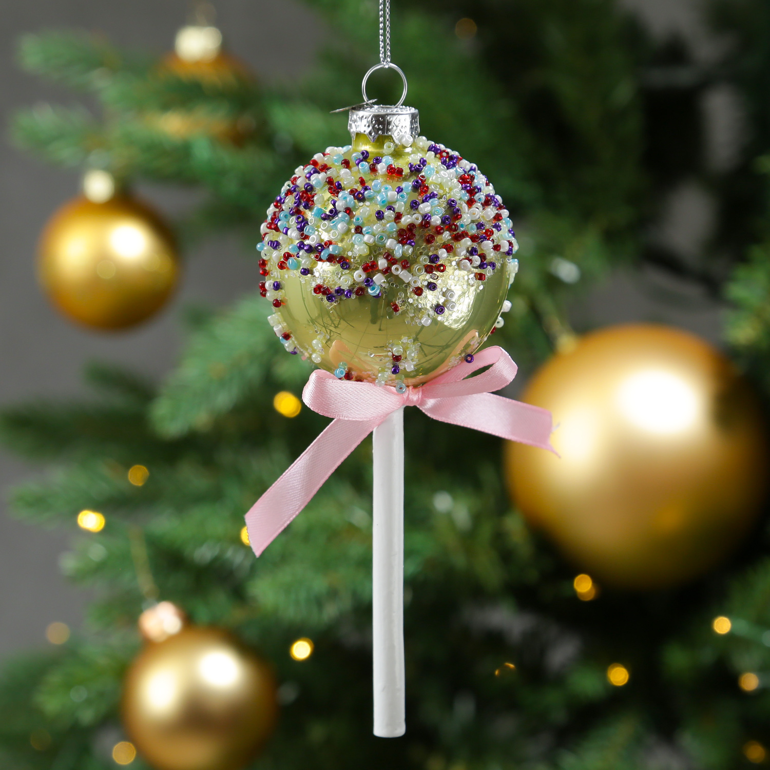 Weihnachtsbaumschmuck Mäuschen mit Donut - Christbaumschmuck - Glas