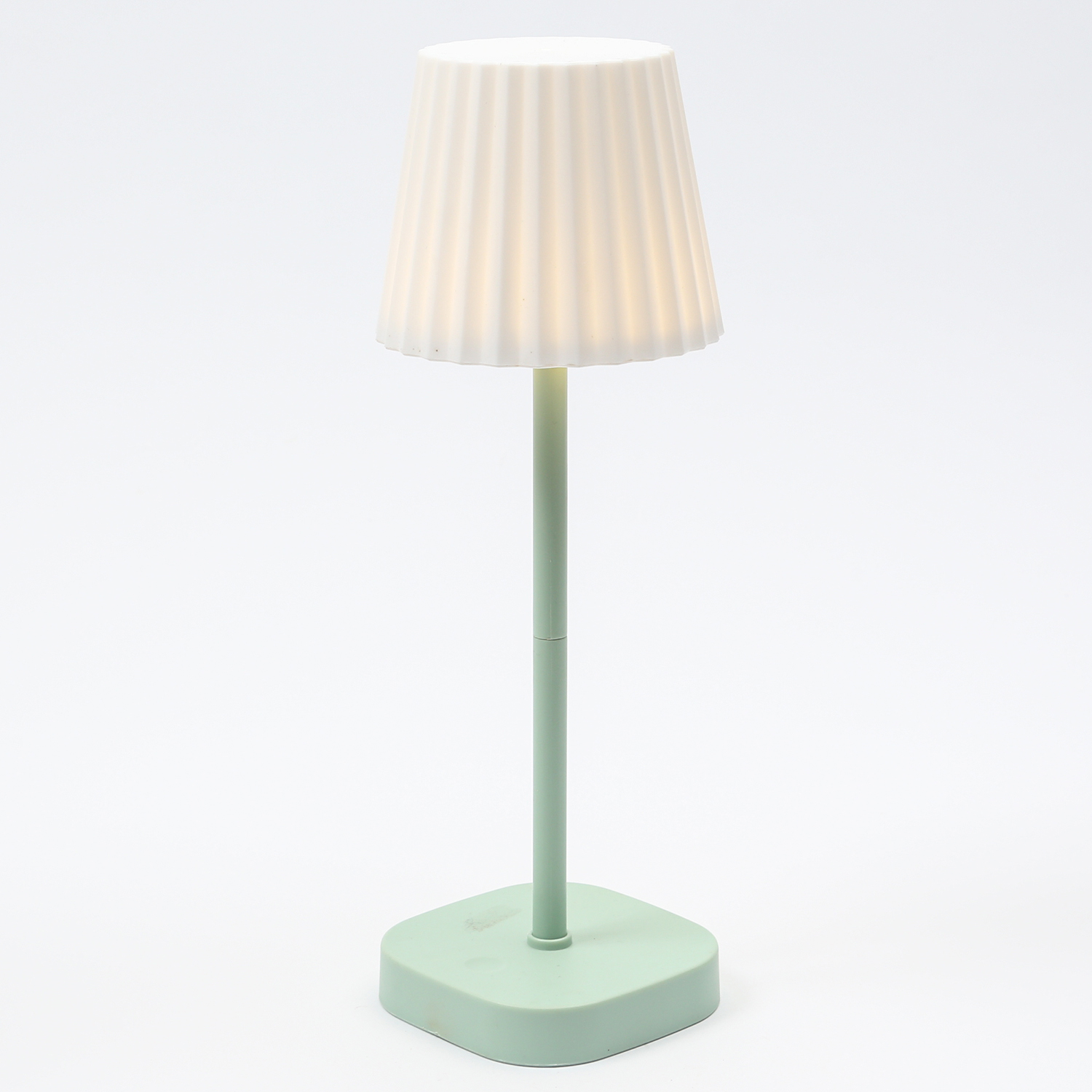 LED Garten Tischlampe - weißer Lampenschirm - 2 Helligkeitsstufen - H: 34cm - USB - für Außen - grün