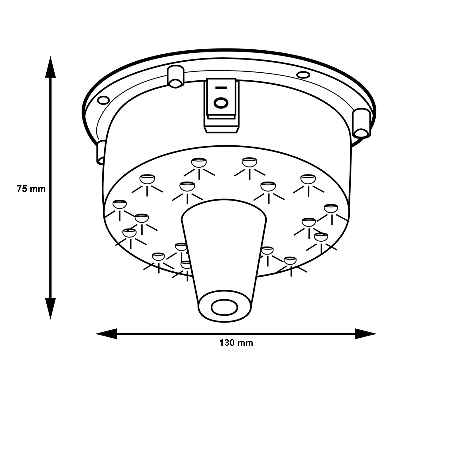Spiegelkugel Motor mit LED Farbwechsler bis 20cm Kugeln - MBM-203RGBW - Batteriebetrieb