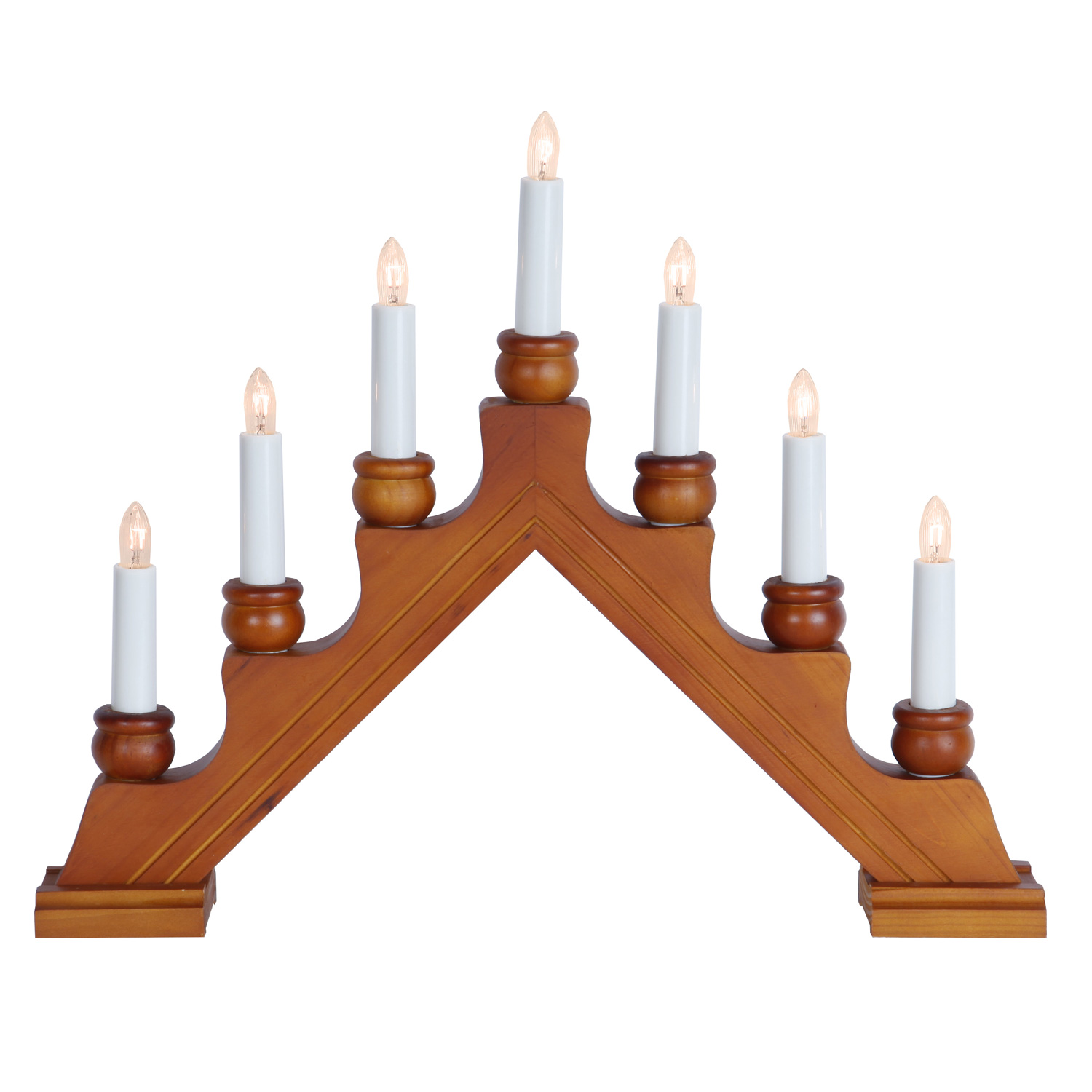 Fensterleuchter KARIN - 7 warmweiße Birnchen - L: 42cm, H: 34cm - Schalter - Braun