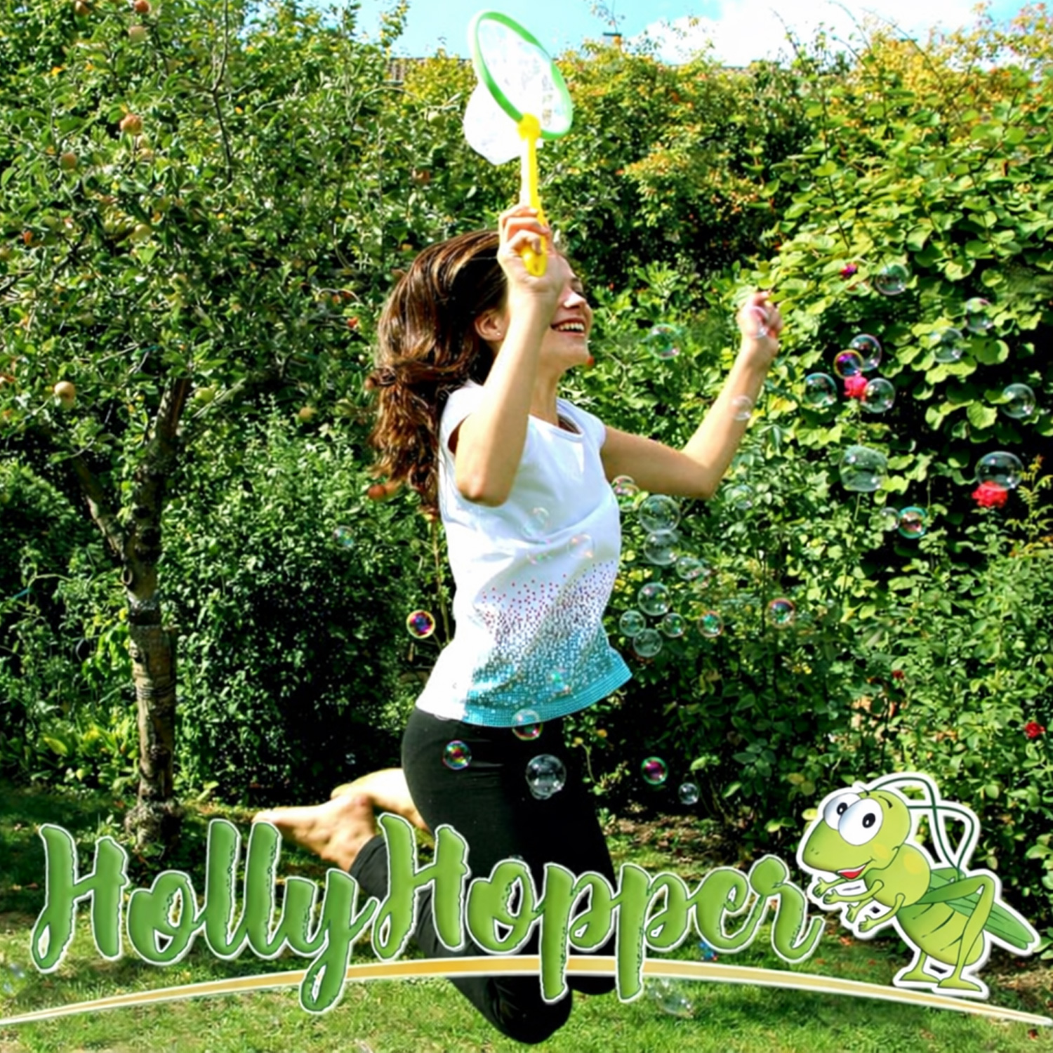 HOLLYHOPPER® Seifenblasenmaschinen Set mit 1L Qualitäts-Fluid 2x Fang-Kescher