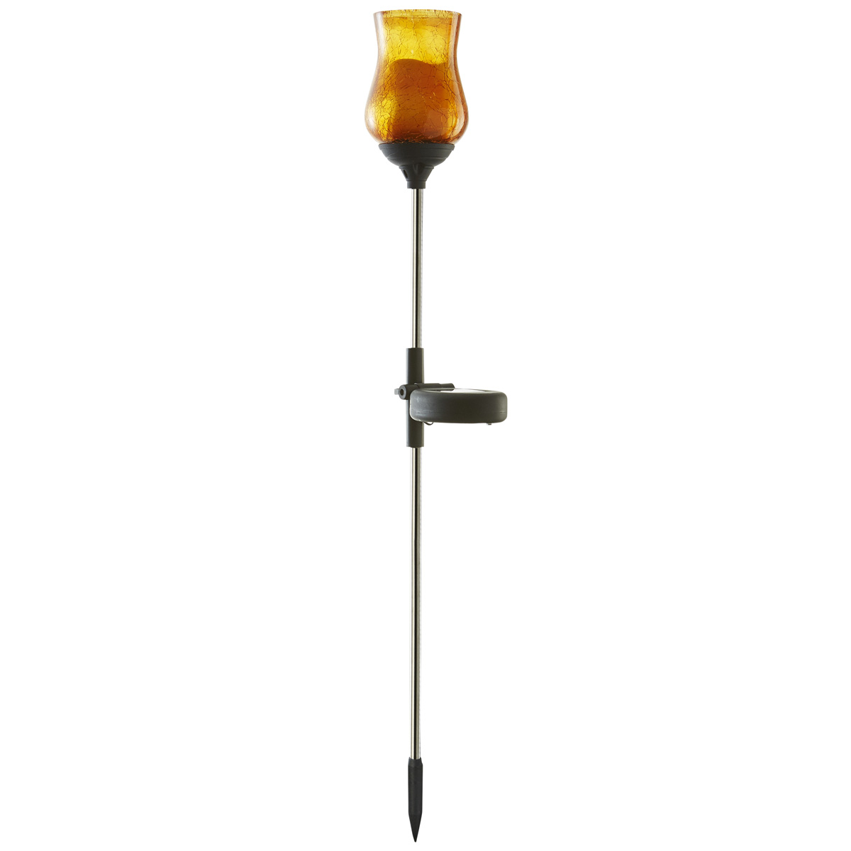LED Solarstab "Lyon" - amber Glas - gelbe LED - H: 52cm - D: 7cm - Dämmerungssensor