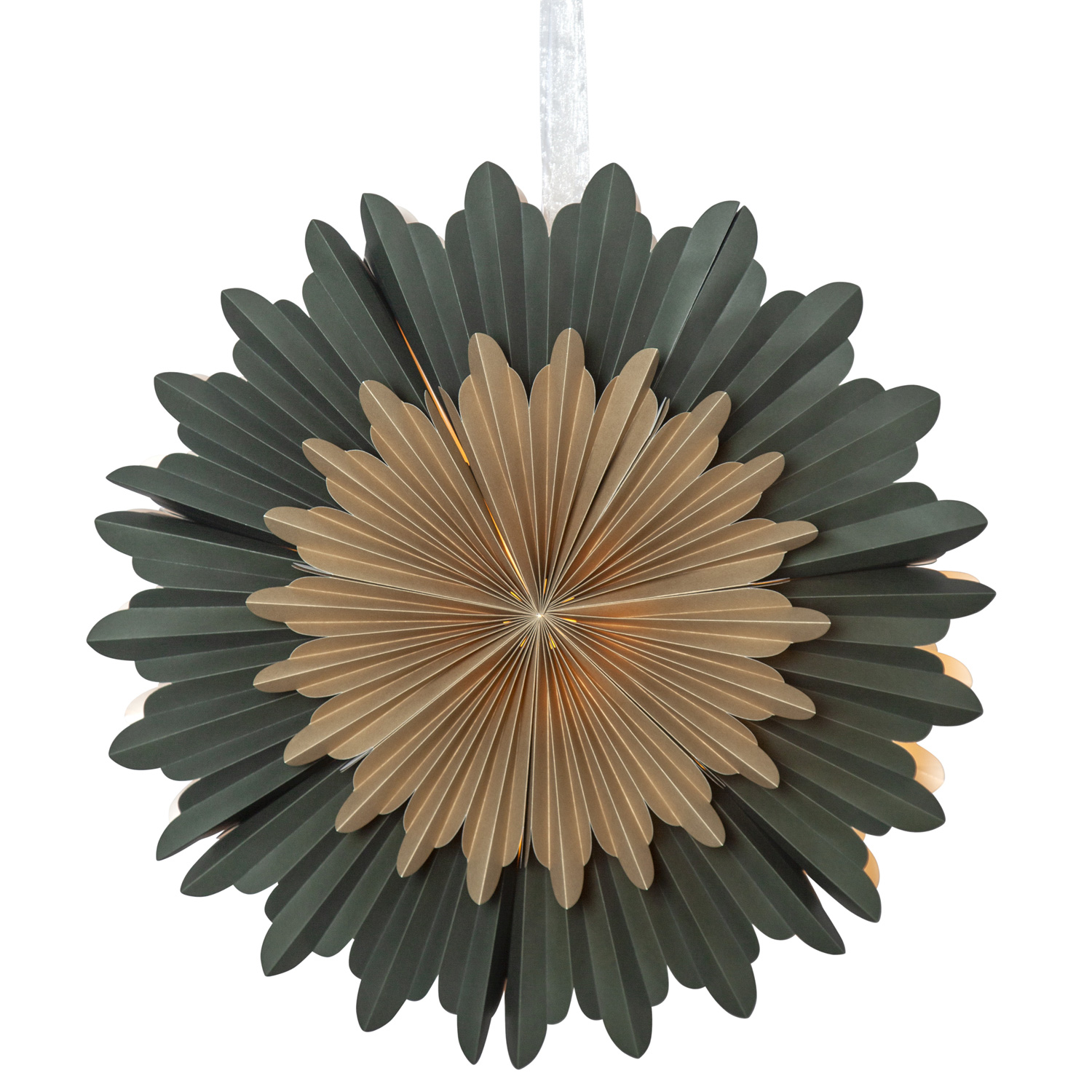 Papierstern Crystal - hängend - D: 50cm - mit Band - Papier mit Dekor - grün