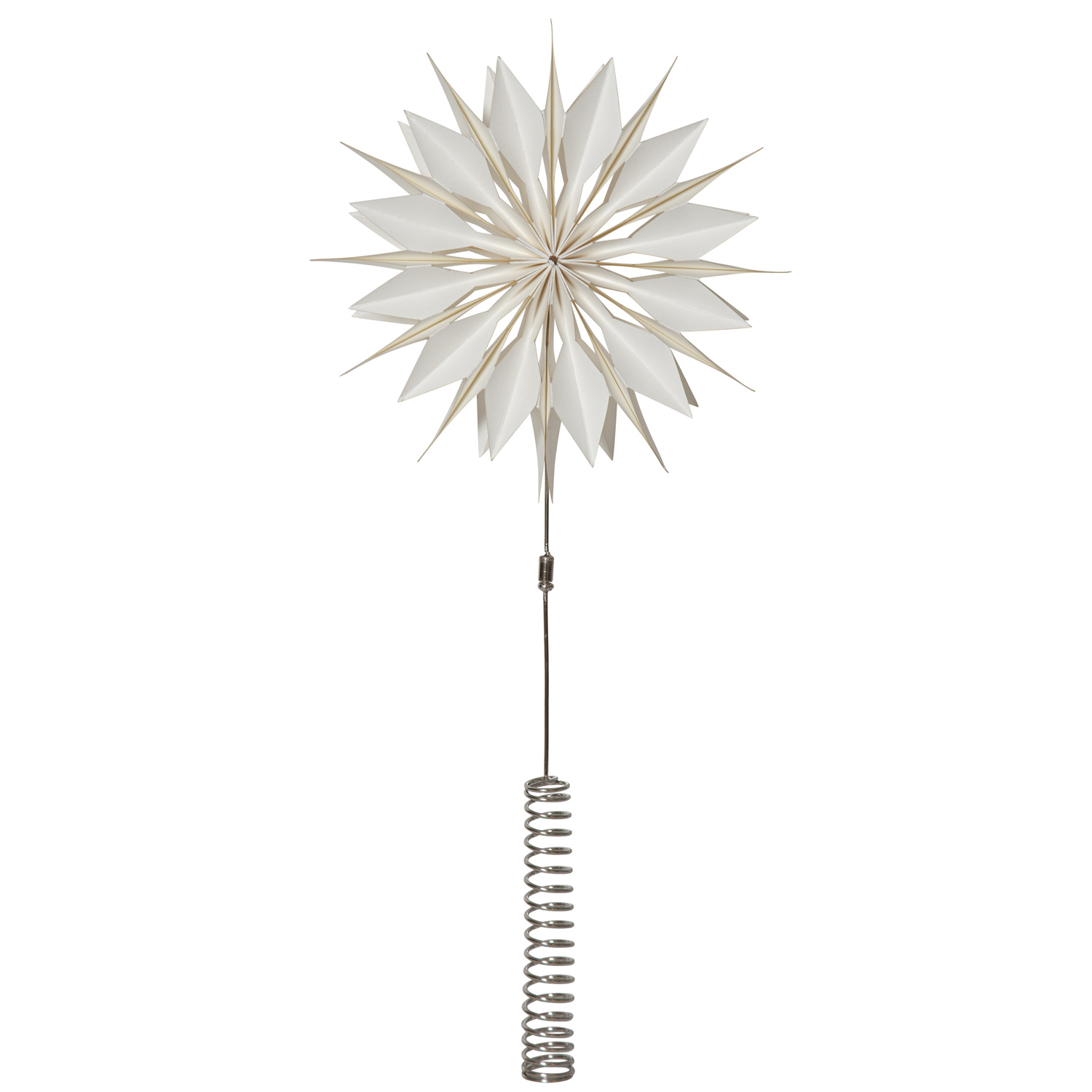 LED Baumspitze Papierstern MELLI -  10 warmweiße LED - H: 43cm - D: 20cm - Timer - Batterie - weiß