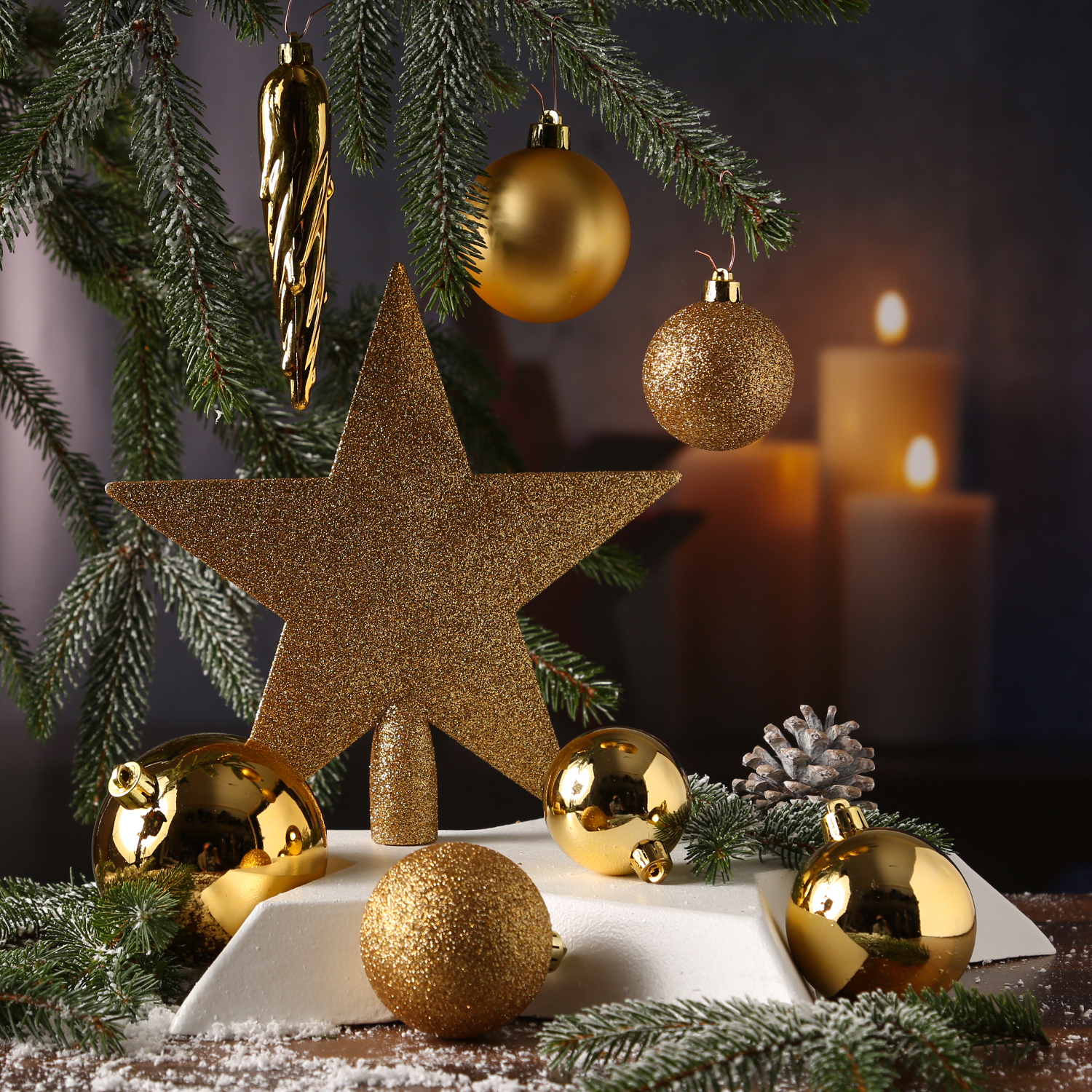 Christbaumkugel - Weihnachtsbaumkugel - bruchfest - glänzend, matt und glitzernd - gold - 33er Set