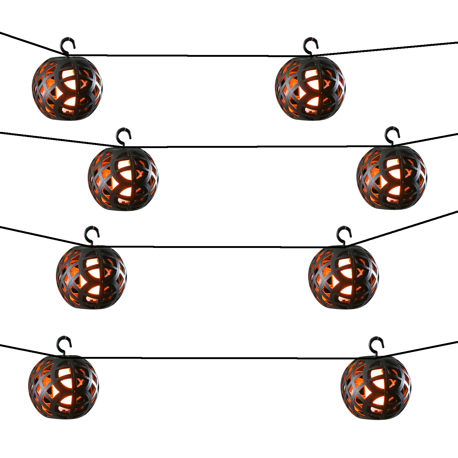 LED Solar Lichterkette Feuerball - 8 Kugeln mit Flammeneffekt - Lichtsensor - L: 2,1m - für Außen