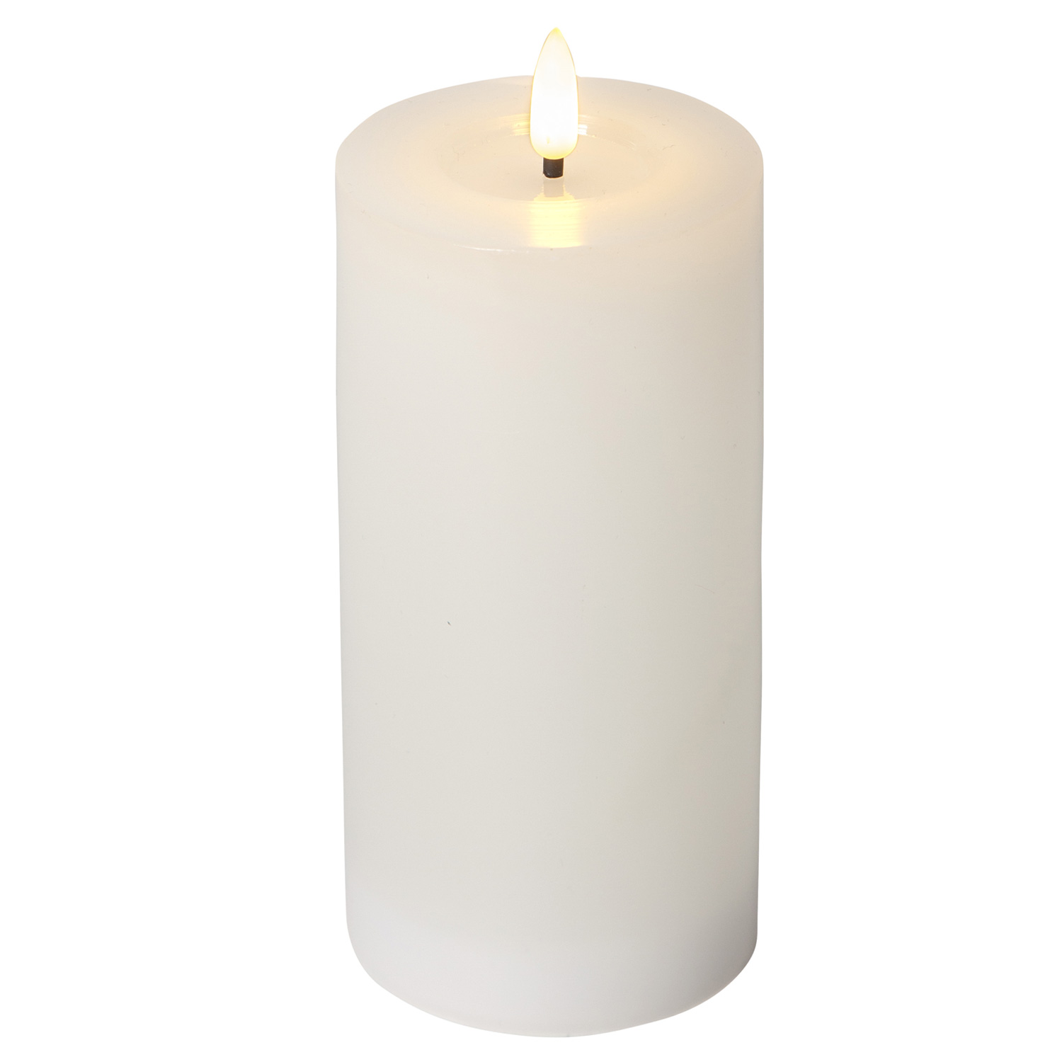 LED Stumpenkerze LINA - Echtwachs - realistische 3D Flamme - H: 17,5cm - Batterie - Timer - weiß