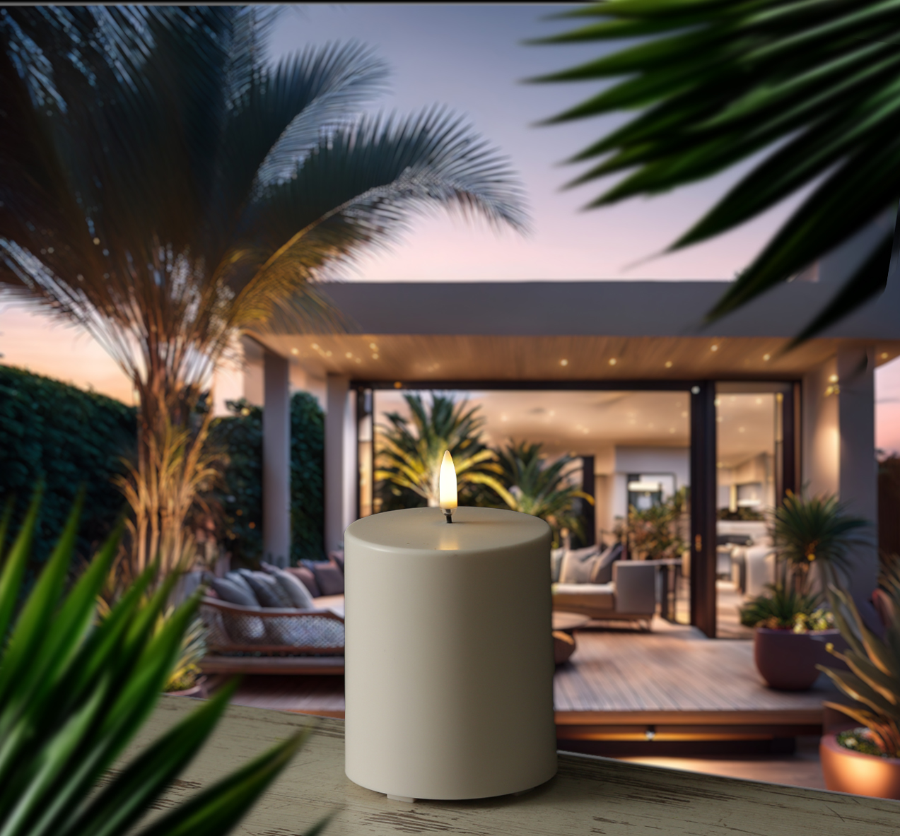 LED Kerze THEA - Kunststoff - Timer - H 10cm - D 84cm - bis zu 2500 Std.  - für Außen - weiß