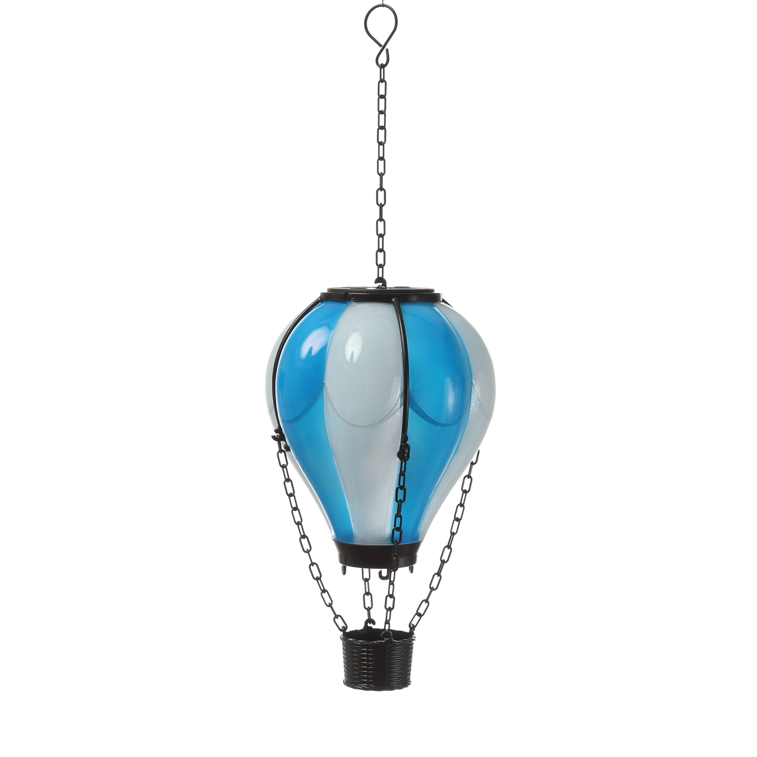 LED Solar Ballon - Heißluftballon mit Flammeneffekt - hängend - H: 25cm - Lichtsensor