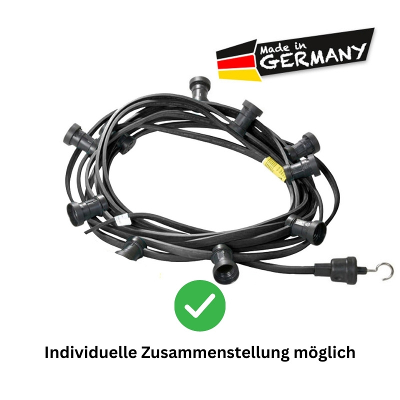 Illu-/Partylichterkette 20m - Außenlichterkette - Made in Germany - 40 x bunte LED Kugellampen