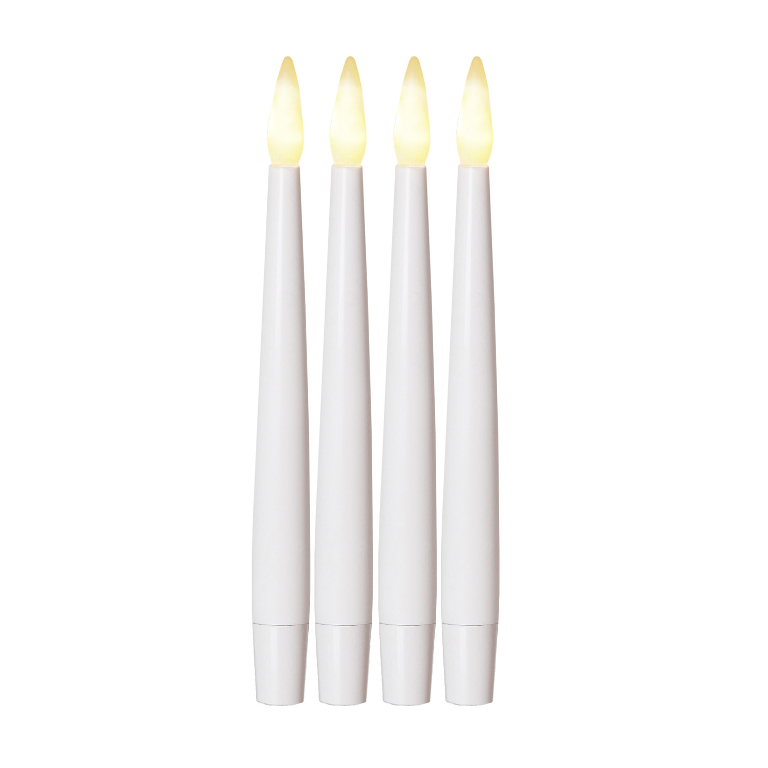 LED-Stabkerze "Paulina"- flackernde LED - H: 15,5cm - Batteriebetrieb - 4er Set - weiß