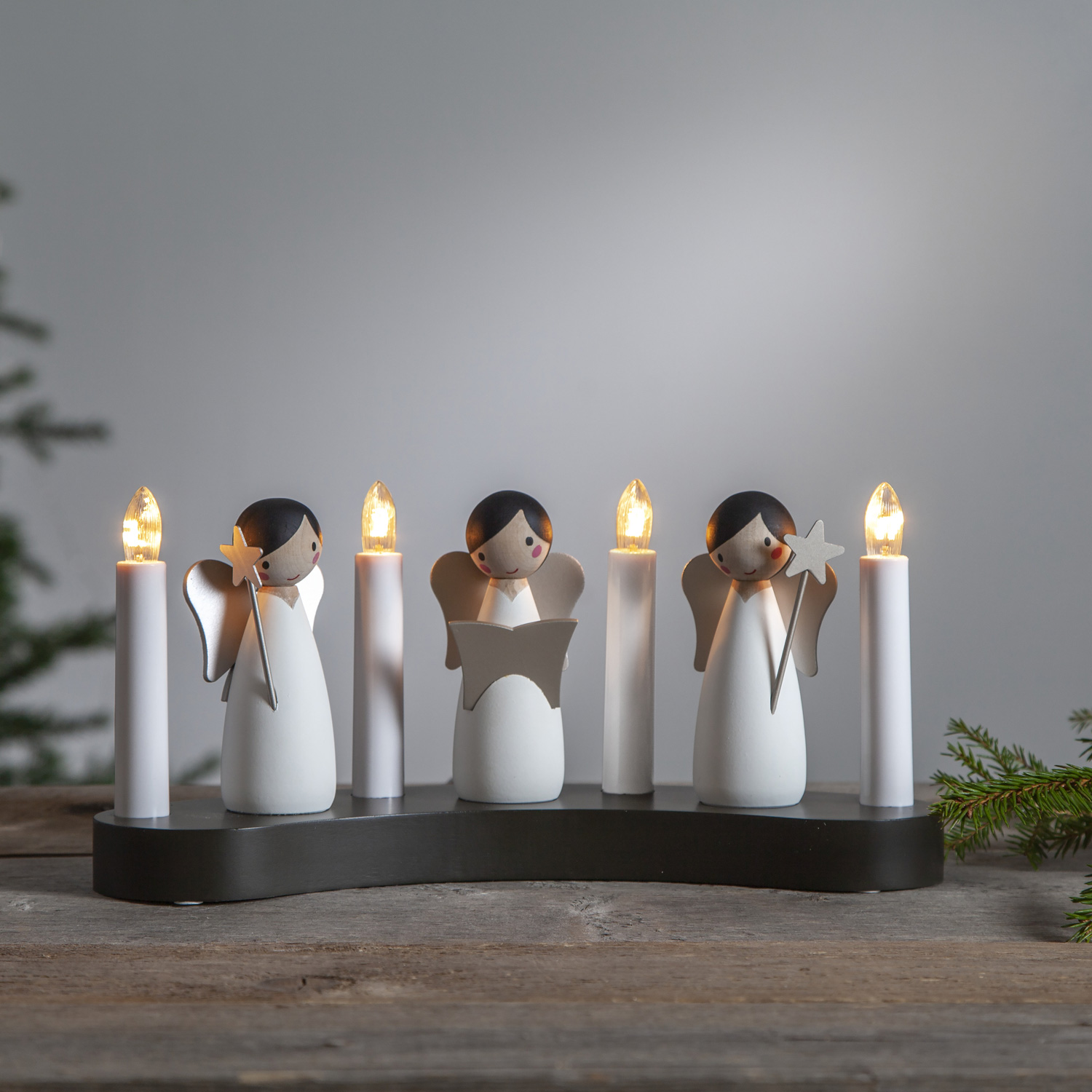 Fensterleuchter Angel Choir - 4flammig - warmweiße Glühlampen - H: 15cm - Kabel - Innen - weiß