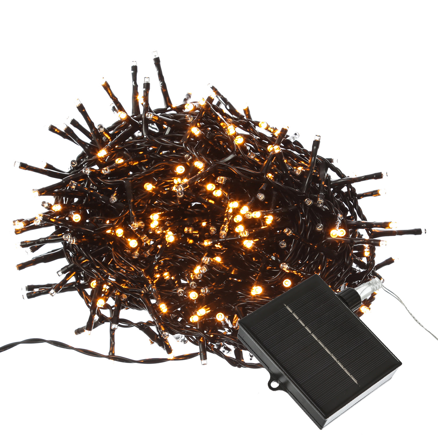 LED Solar Lichterkette Compact Twinkle - 500 bernstein LED - 8 Funktionen - L: 11m - USB