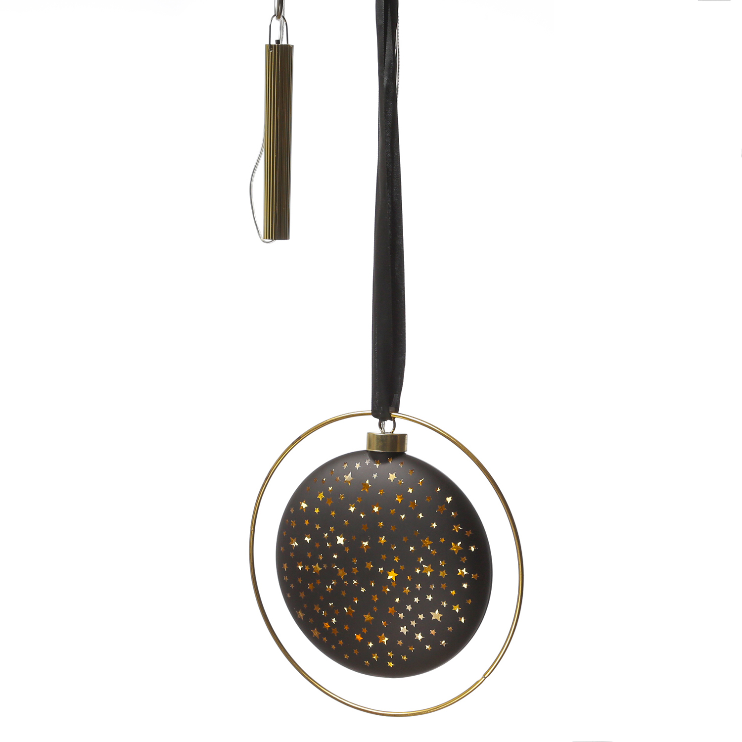 LED Kreis im Ring mit Sternmotiv - 30 warmweisse LED - D- 20cm - Timer - schwarz