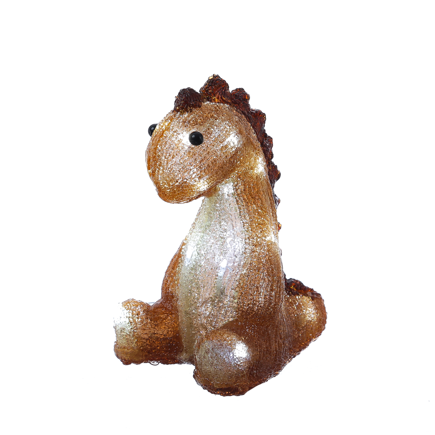 LED Dinosaurier - Acryl Tierfigur - 20 kaltweiße LED - H: 21cm - Timer - Batteriebetrieb - braun