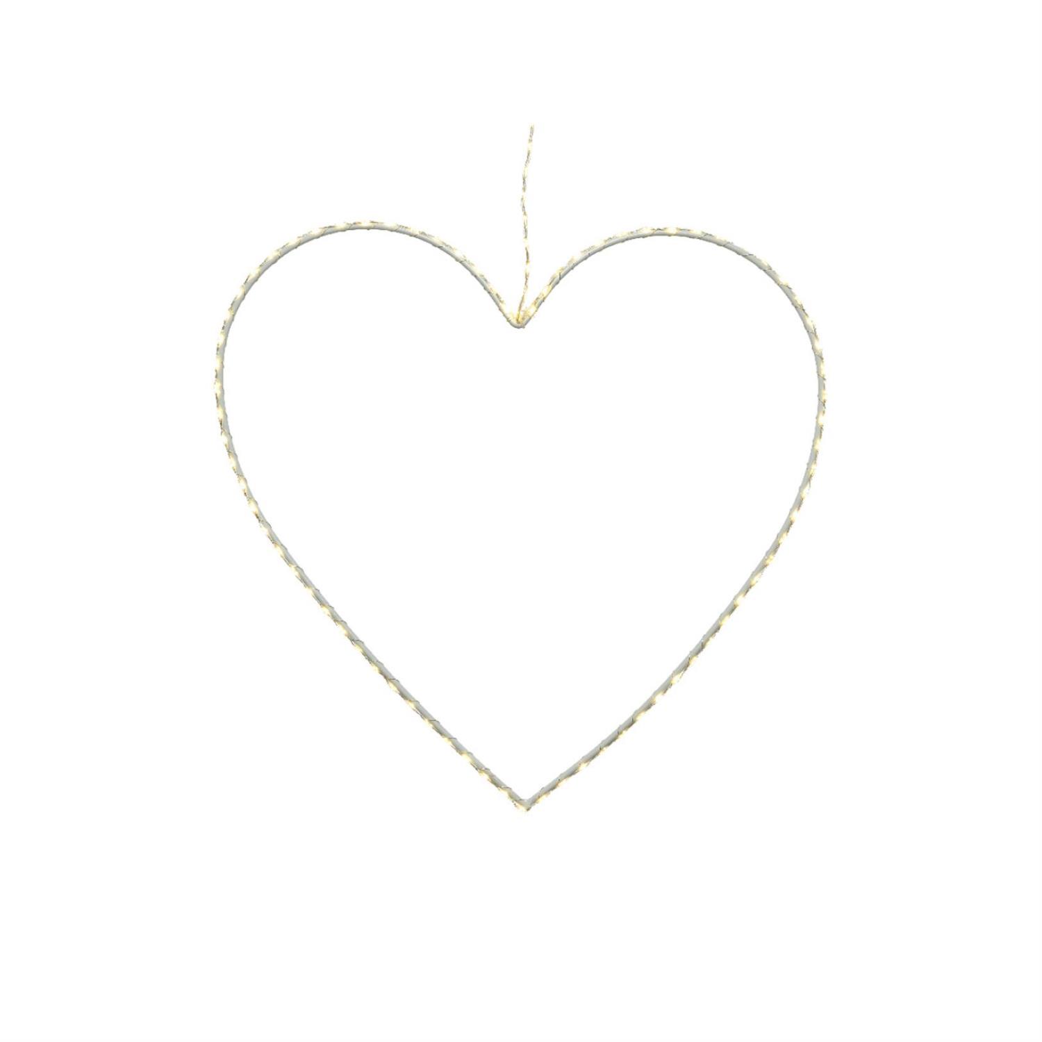 B-Ware LED Herz - Metallherz - hängend - 130 warmweiße LED - H:: 40cm - Timer - Außentrafo - weiß