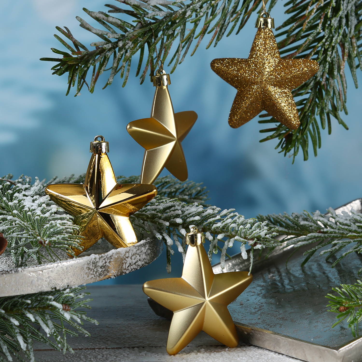 Christbaumschmuck STERNE - Weihnachtsbaumschmuck - bruchfest - H: 7,5cm - braun