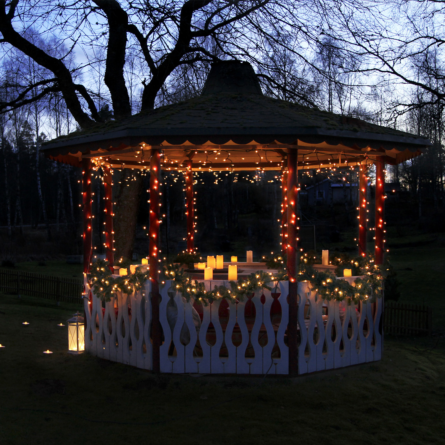 SYSTEM 24 KOMPLETT SET 15m - LED Lichtervorhang Eisregen 15x0,4m - Icicle für Dachrinne, Garage