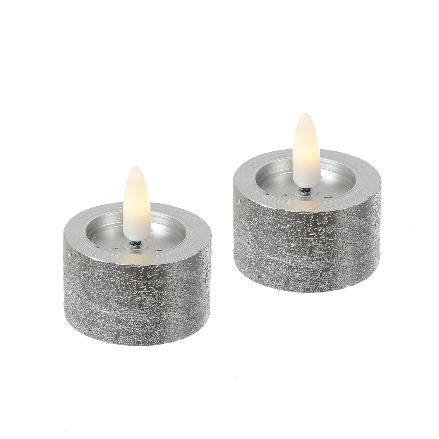 LED Teelichter LINA - Rustik-Optik - Echtwachs - Timer - mit Batterien - D: 4,4cm/H: 5cm - 2St.