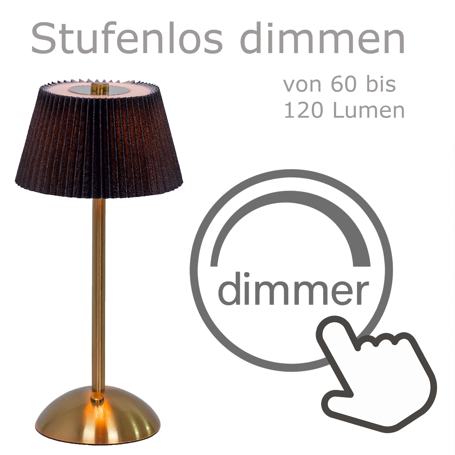 LED Tischlampe GENUA - wiederaufladbar per USB - 3 Lichtfarben - dimmbar - H:30,5cm - schwarz