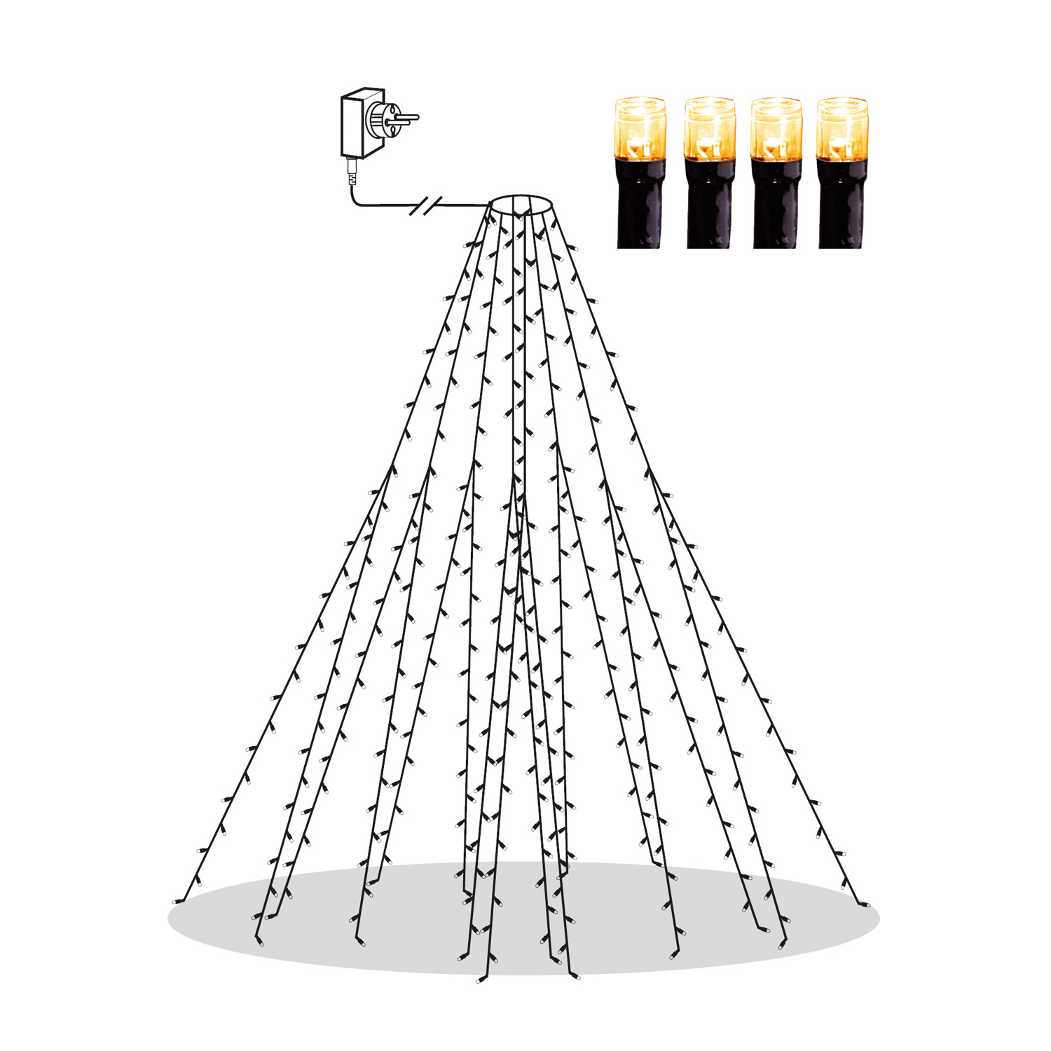 LED Baummantel - Serie LED - outdoor - 360 ultra warmweiße LED - H: 2.00m - schwarzes Kabel