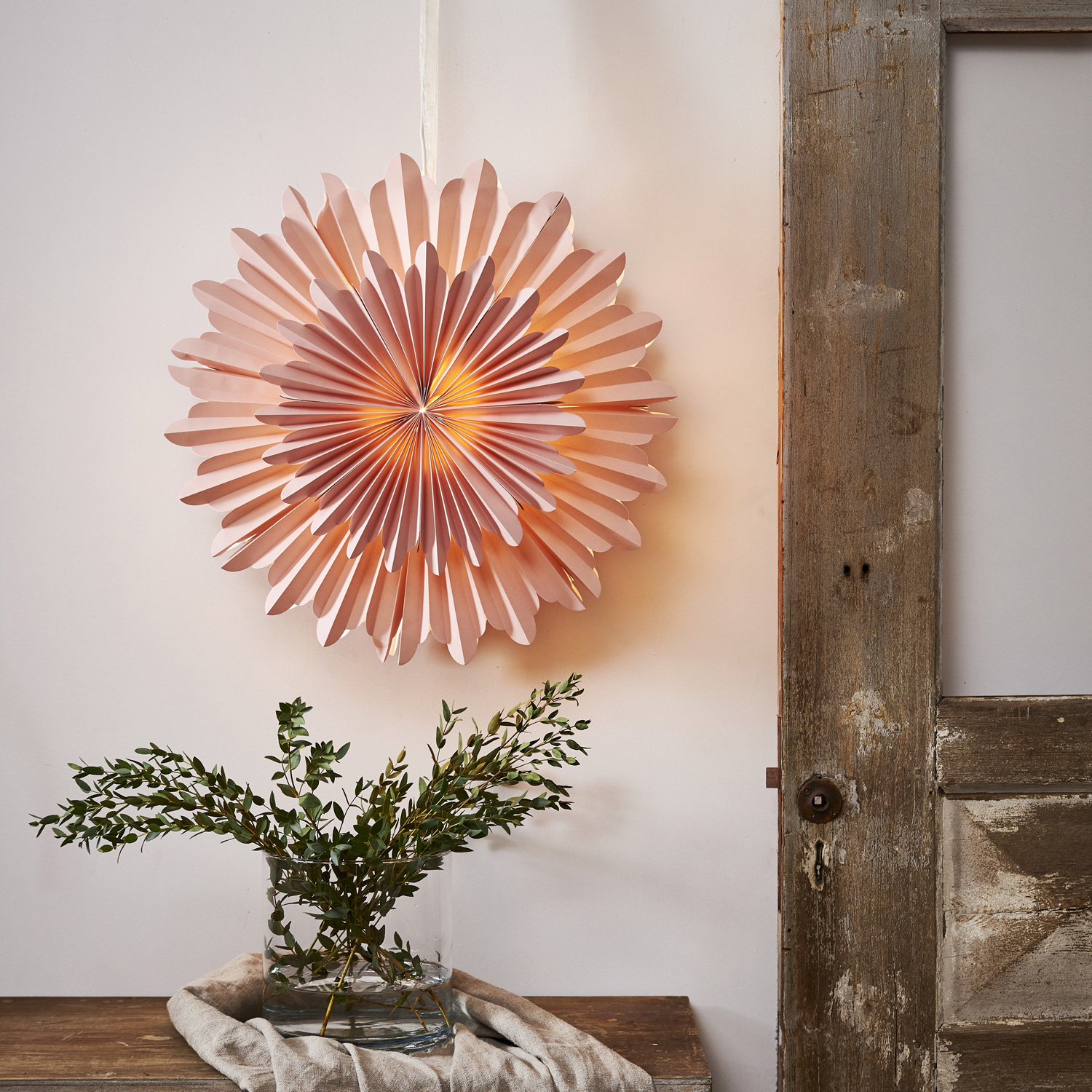 Papierstern Crystal - hängend - D: 50cm - mit Band - Papier mit Dekor - pink