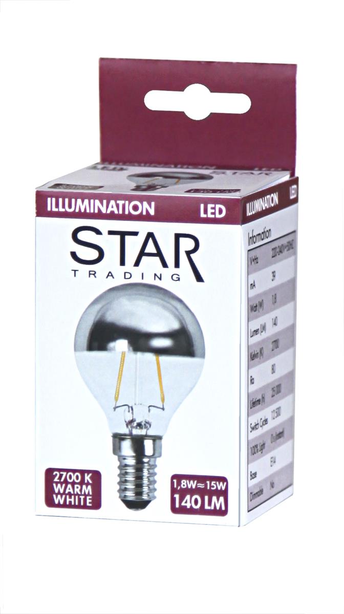 LED Leuchtmittel FILA TOP COATED silber P45 - E14 - 1,8W - WW 2700K - 180lm