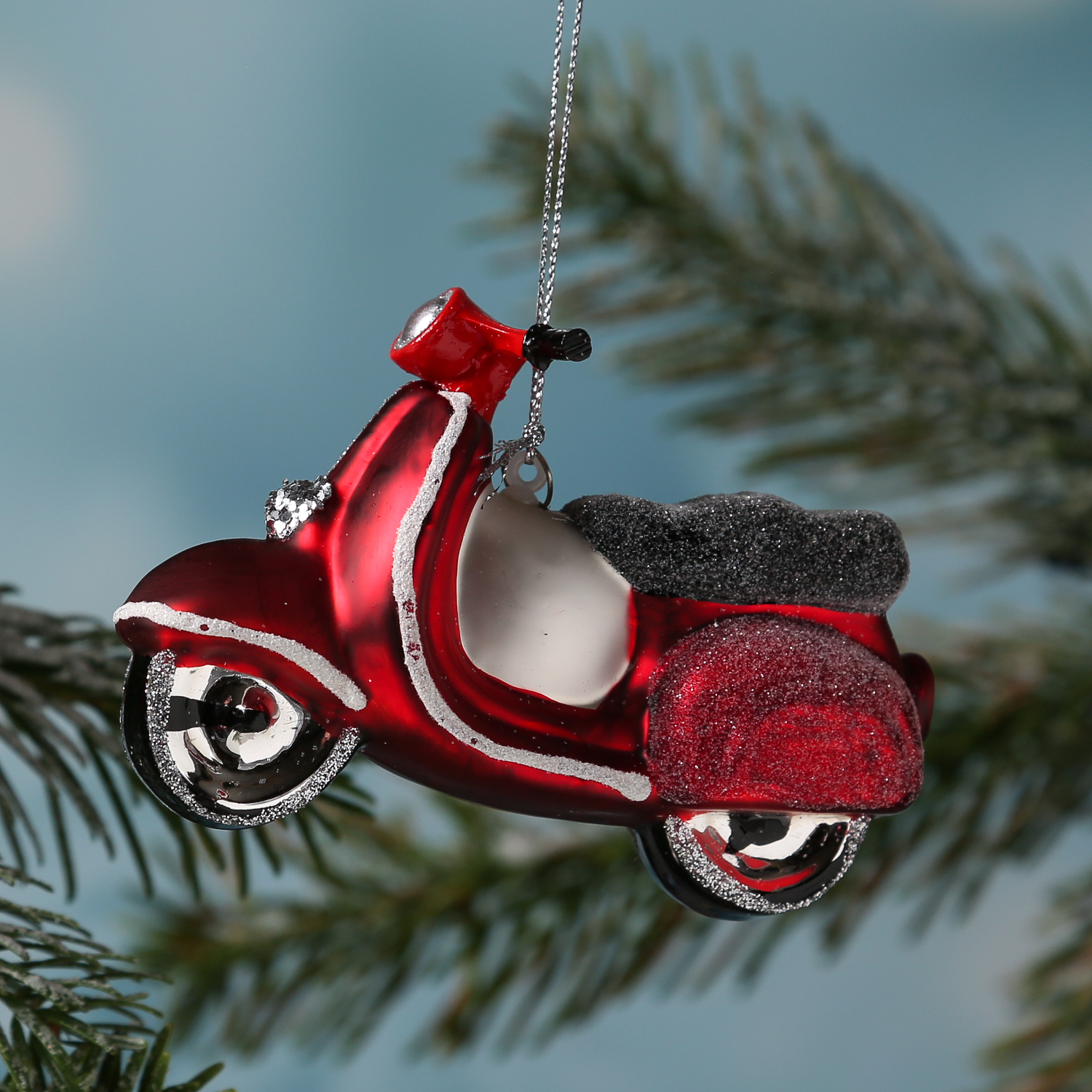 Weihnachtsbaumschmuck ROLLER - Glas - inkl. Aufhänger - matt und glitzernd - H: 7cm - rot Weihnachtsbaumschmuck ROLLER - Glas - inkl. Aufhänger - matt und glitzernd - H: 7cm - rot