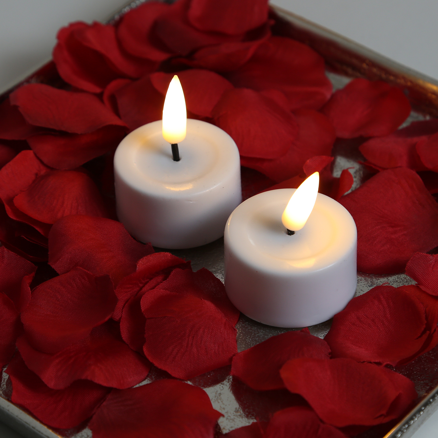 LED Teelichter MIA - Echtwachs - realistische 3D Flamme - D: 4,1cm - mit Batterien - weiß - 2 Stück