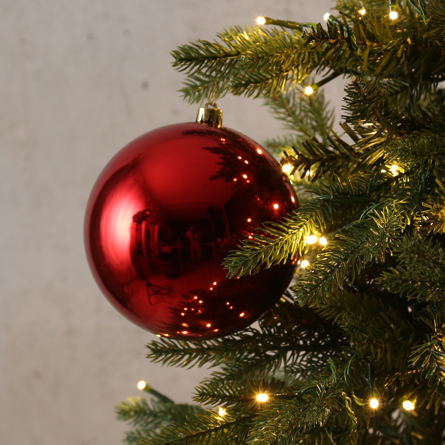 Christbaumkugel - Weihnachtskugel - bruchfest - D: 14cm - glänzend - rot