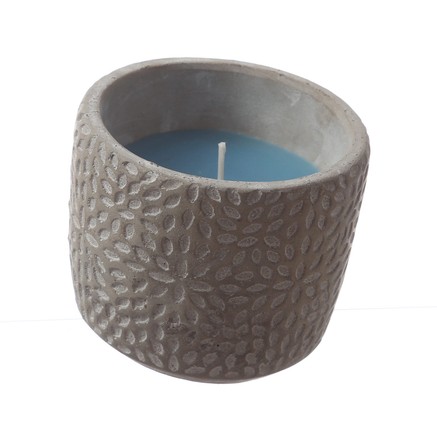 Duftkerze CITRONELLA - Echtwachs in Beton - H: 9,5cm - gegen Stechmücken - blau