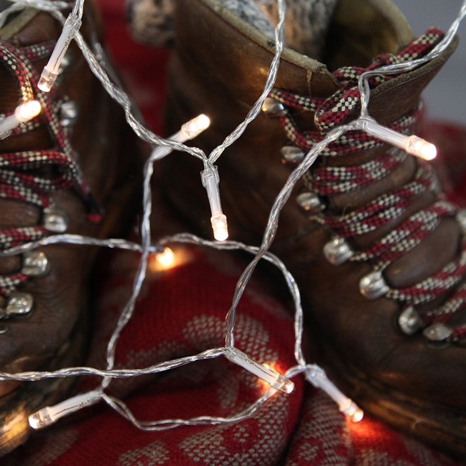 LED Lichterkette - 50 Hellweiße LED - L: 7,5m - Batterie - Indoor - transparentes Kabel