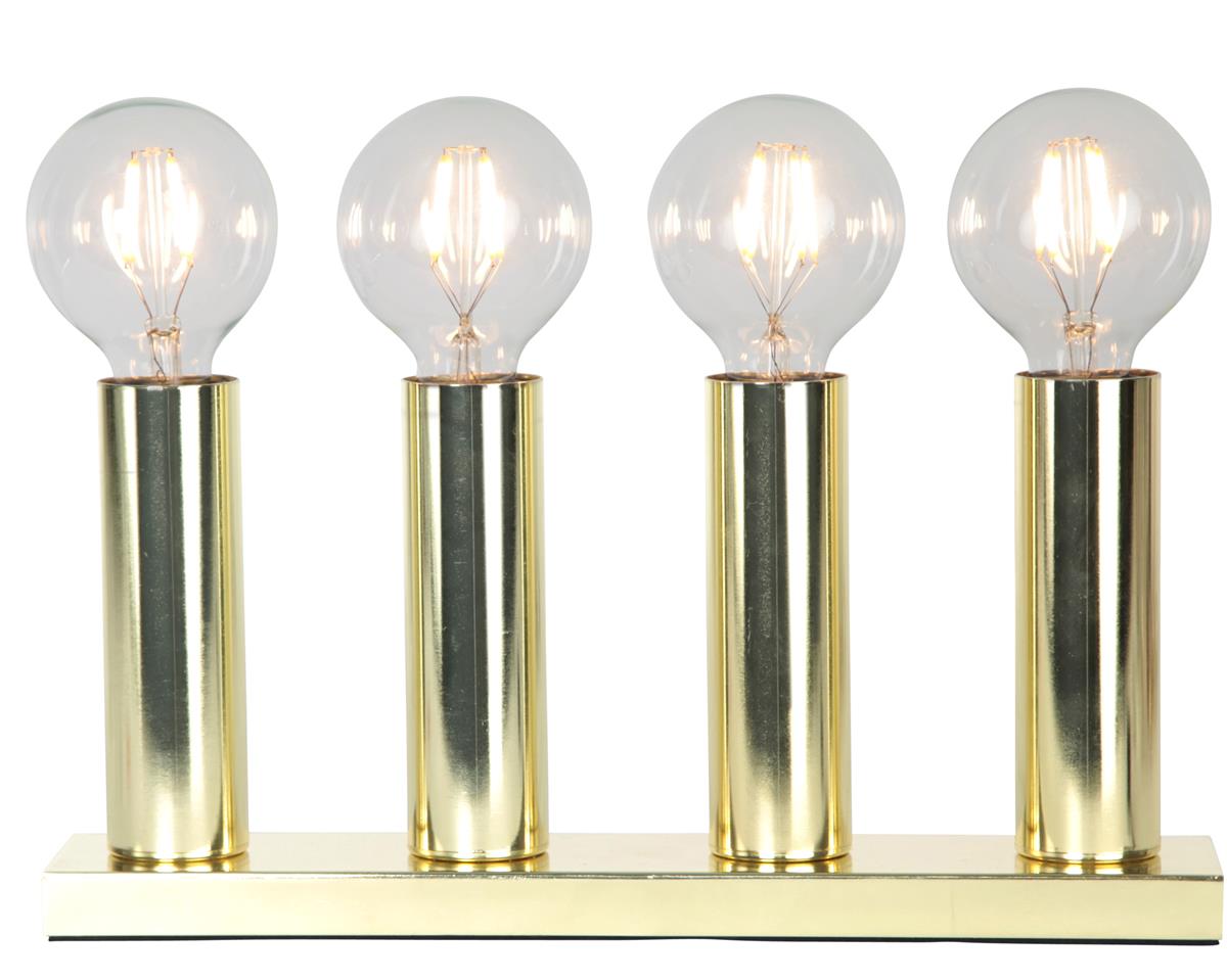 LED Tischleuchte - Standleuchte "Glans" - 4x E27 Fassung - H: 17cm, L: 36,5cm - messing